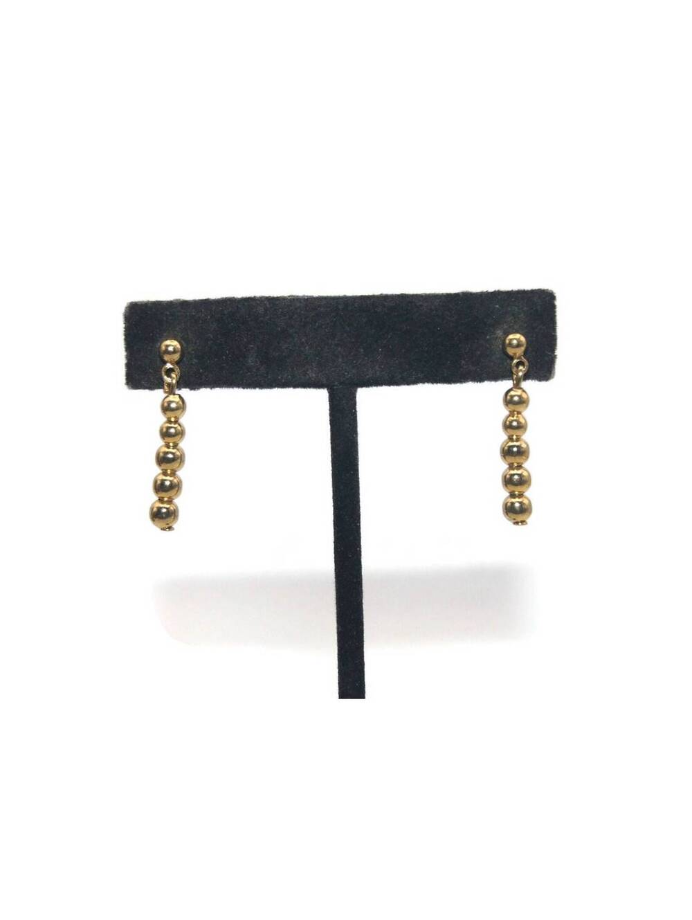 Vintage Gold Tone Beaded Dangle Earrings with Post Backs for Pierced Ears.
